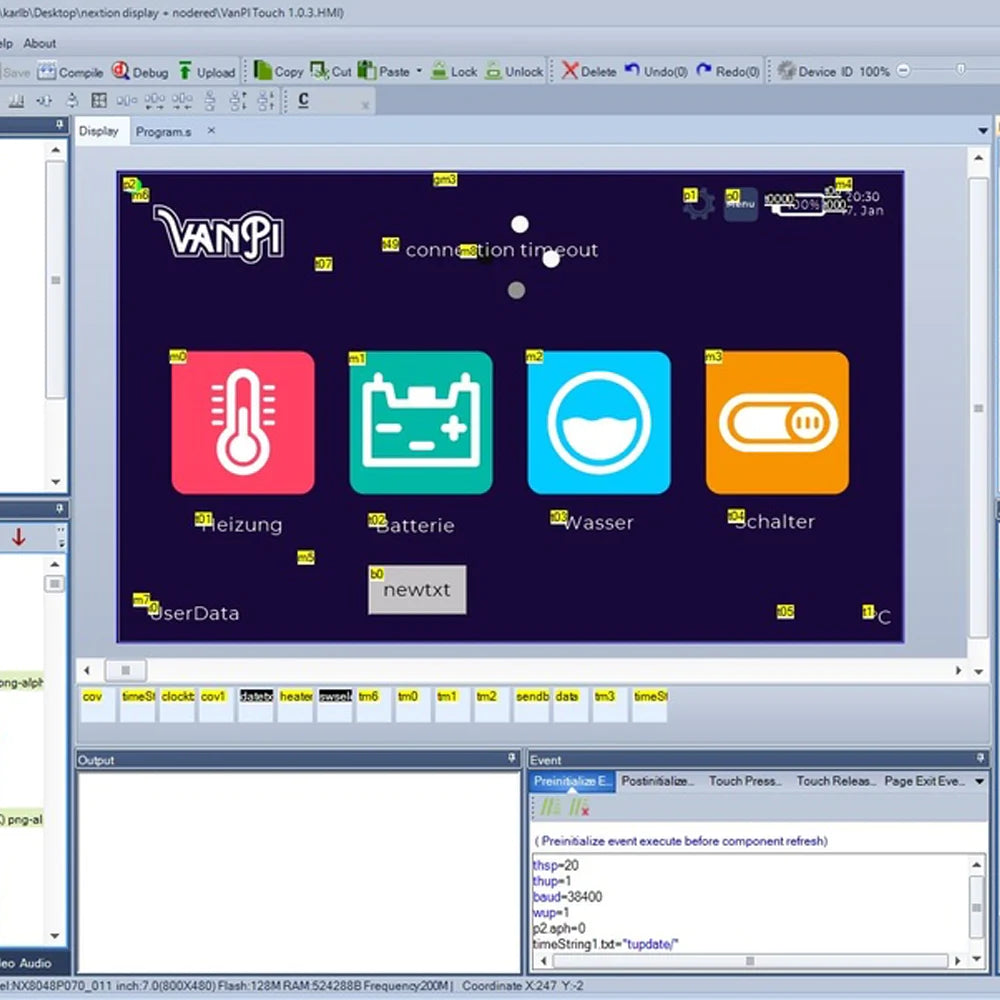 Touchdisplay Programmierung